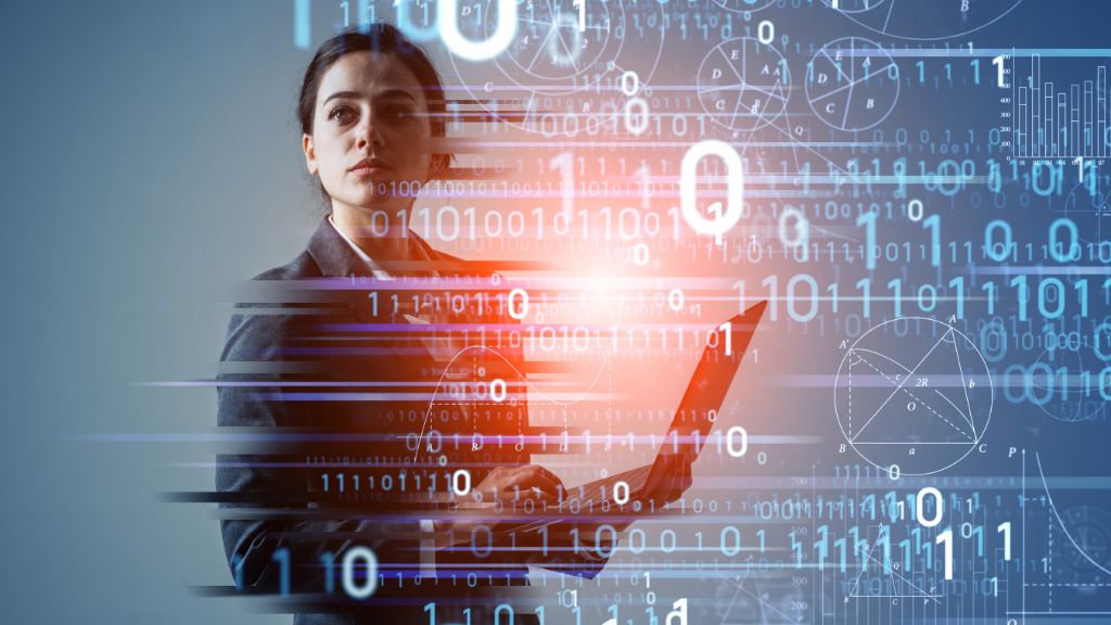 パソコンを持つ女性